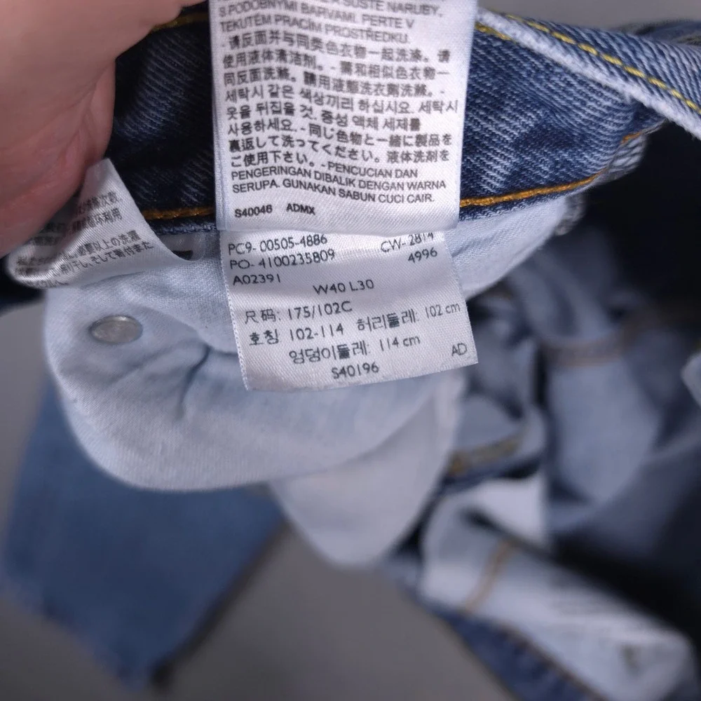 Levi's 505 Regular Fit Jeans Blue Denim 40x30 Straight Leg Workwear Casual